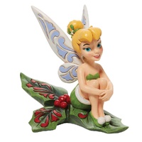Disney Traditions Figurine 12cm Tinkerbell Sitting On Holly, Christmas Decoration 6010874