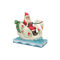Heartwood Creek Figurine 17cm Santa Riding Swan, 6010824