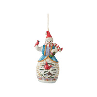 Heartwood Creek Hanging Ornament 8cm Snowman with Cardinal, 6011673