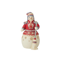 Heartwood Creek Figurine 21cm Snowman with Broom, 6012891