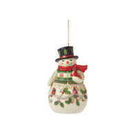 Heartwood Creek Hanging Ornament 10cm Snowman with Cardinal, 6015542