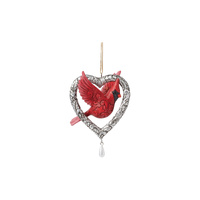 Heartwood Creek Hanging Ornament 11cm Cardinal in Heart, 6015533