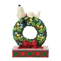Peanuts by Jim Shore Figurine 18cm Snoopy Sleeping on LED Wreath, Whitehill 6017242