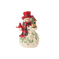 Heartwood Creek Figurine 15cm Snowman with Cardinal, 6017025