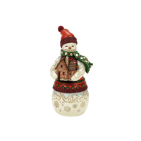 Heartwood Creek Figurine 18cm Snowman with Log Cabin, 6017038