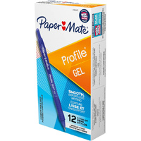 Paper Mate Profile Retractable Gel Pen 0.7mm Blue Box of 12 #2095472