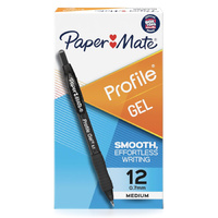 Paper Mate Profile Retractable Gel Pen 0.7mm Black Box of 12 #2095476