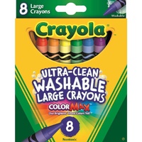 Crayola Ultra-Clean Washable Large Coloured Crayons Non-Toxic - Pack of 8