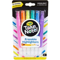Crayola Take Note! Eraseable Highlighters Pack of 6