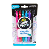 Crayola Take Note! Washable Gel Pens Pack of 6