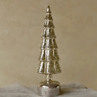 Christmas Tree 10x36cm Rotating Glass Tree with Mercury LED Light, GB57-1