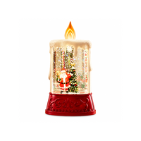 Christmas Light-Up Figurine 8x15cm Snowing Candle with Santa LED Light, MJ05-1