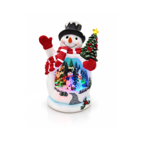 Christmas Light-Up Figurine 16x26cm Animated Snowman with Rotating Village LED Type-C, RS10-4