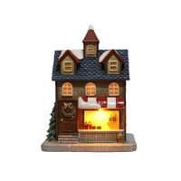 Christmas Light-Up Figurine 10x14cm Village House with General Store LED Light, RS41-1