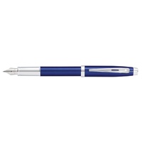 Sheaffer 100 Fountain Pen Medium 9339 Glossy Blue with Chrome Trim, 117861