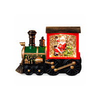 Christmas Light-Up Figurine 14x9cm Snowing Train with Santa LED Light, MJ002