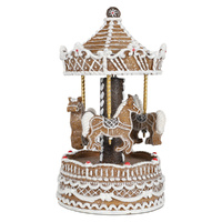 Christmas Light-Up Figurine 12x22cm Gingerbread Carousel LED Light & Music, RS01-7
