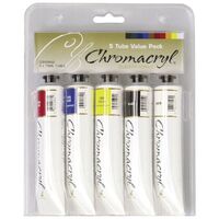 Chromacryl Premium Students Acrylic Set 5 Tube Value Pack Cool Colours #26984
