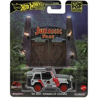 Hot Wheels Premium Pop Culture Diecast Car 1:64 Scale - Jurassic Park 92 Jeep Wrangler Sahara, JBL59