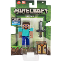Minecraft Action Figure 8cm Steve with Crafting Table & Iron Sword