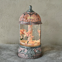 Snowing Dome with Unicorn Carousel 27cm Pink, Musical Lights Xmas & Co JT80-5