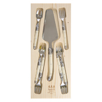 Jean Dubost Laguiole Simplicite Cake Set 7-Piece Ivory Serving Gift Set, SI97739