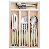 Jean Dubost Deluxe Light Horn Cutlery Set 24-Piece Stainless Steel, Whitehill 95120