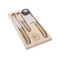 Jean Dubost Laguiole Maison Cheese Set 3-Piece Light Horn, Whitehill MA97326