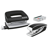 Leitz NEXXT WOW Stapler & Punch Set Mini Black, 55612295