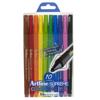 Artline Supreme Fineliner 0.6mm 10-Piece Assorted 102236