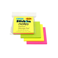 Beautone Stick On Notes 76x76 Neon Assorted 3 Pack #13239