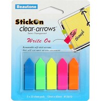 Beautone Stick On Clear-Arrows 12x45mm 5 x 25 Sheets #15610