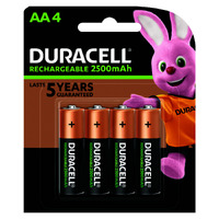 Duracell Recharge Ultra AA batteries 4 Pack Rechargeable 2500mAh 82179812