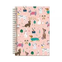 2026 Diary Fashion A5 Week to View Spiral Dogs Pink, Design Group YCORDIA4A012