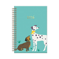 2026 Diary Fashion A5 Week to View Spiral Dogs Teal, Design Group YCORDIA4A012