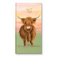 2027 Diary Design Group Fashion Highland Cow Single Slim Week to View, YCORDIA5A009