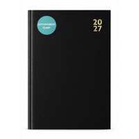 2027 Diary Design Group Hardcover A4 Day to Page with Appointments Black, YCORDIA5A022