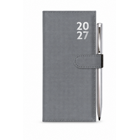 2027 Diary Design Group Premium Slim Week to View with Pen Silver, YCORDIA5A031