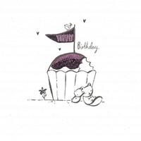 Greeting Card Happy Birthday Cute Characters with Cupcake by Carlton Cards