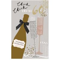 Greeting Card Happy Birthday 60th Birthday with Champagne Bottles by Carlton Cards