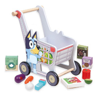 Bluey Wooden Shopping Trolley 44cm 11-Piece Set BLU311D
