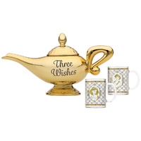 Disney Home Tea Set 3-Piece Aladdin Tea Pot with Glass Mugs, Jasnor HBTEAPDC01