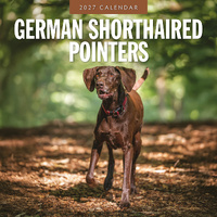 2027 16-Month Calendar German Shorthaired Pointers Square Wall, Red Robin RR271223