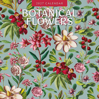 2027 16-Month Calendar Botanical Flowers Square Wall, Red Robin RR271122