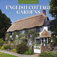 2027 16-Month Calendar English Cottage Gardens Square Wall, Red Robin RR271154