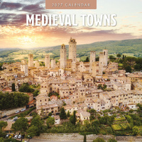 2027 16-Month Calendar Medieval Towns Square Wall, Red Robin RR271335