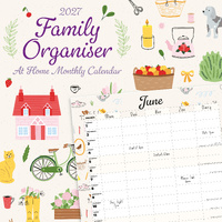 2027 16-Month Calendar At Home Family Organiser Square Wall, Red Robin RR271072