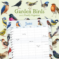 2027 16-Month Calendar Garden Birds Family Organiser Square Wall, Red Robin RR271080