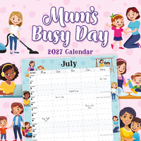 2027 16-Month Calendar Mum's Busy Day Organiser Square Wall, Red Robin RR271085