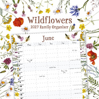 2027 16-Month Calendar Wildflowers Family Organiser Square Wall, Red Robin RR271089
